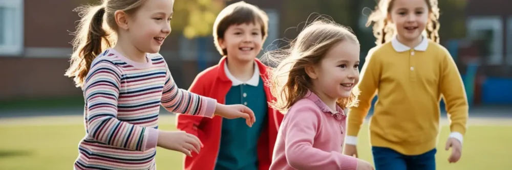 Kids running outside.